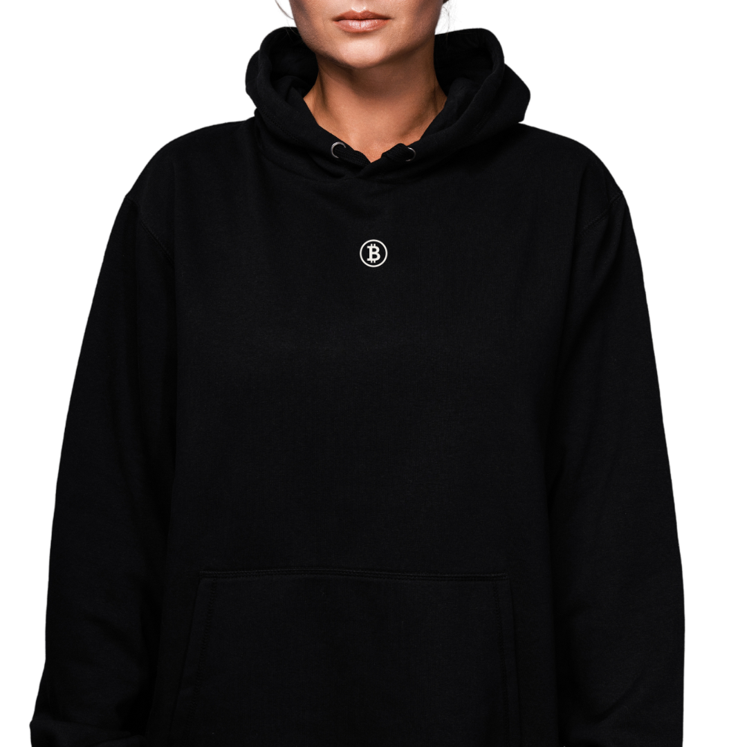Black Classic Bitcoin Hoodie Embroidered Logo