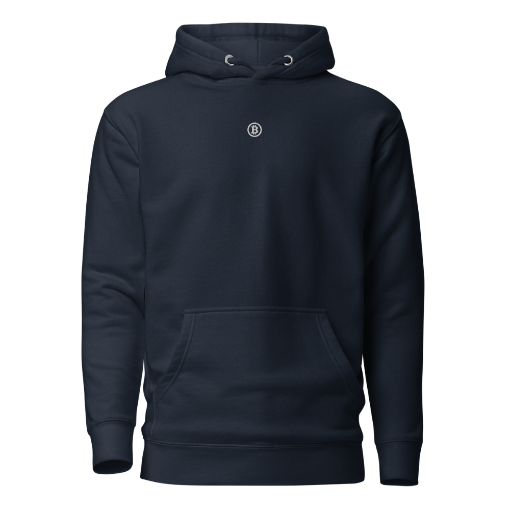 Classic Bitcoin logo hoodie navy blue