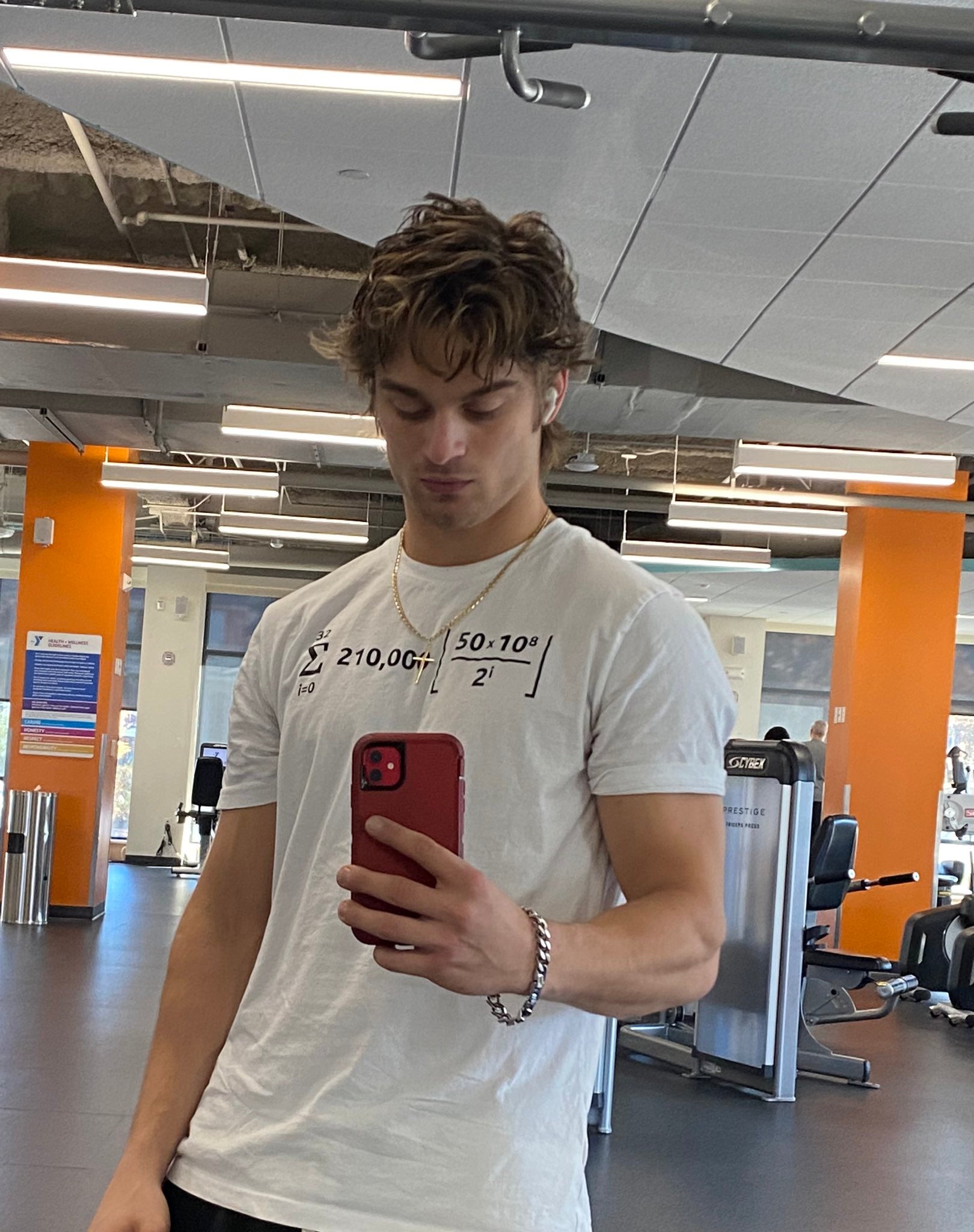 Dylan Leclair wearing a Bitcoin Formula T-shirt