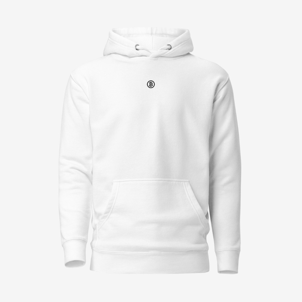 Classic Bitcoin Hoodie white with Black Bitcoin logo