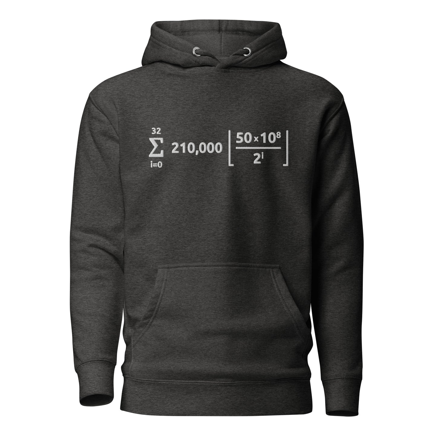 Charcoal heather Bitcoin Formula Hoodie with embroidered logo