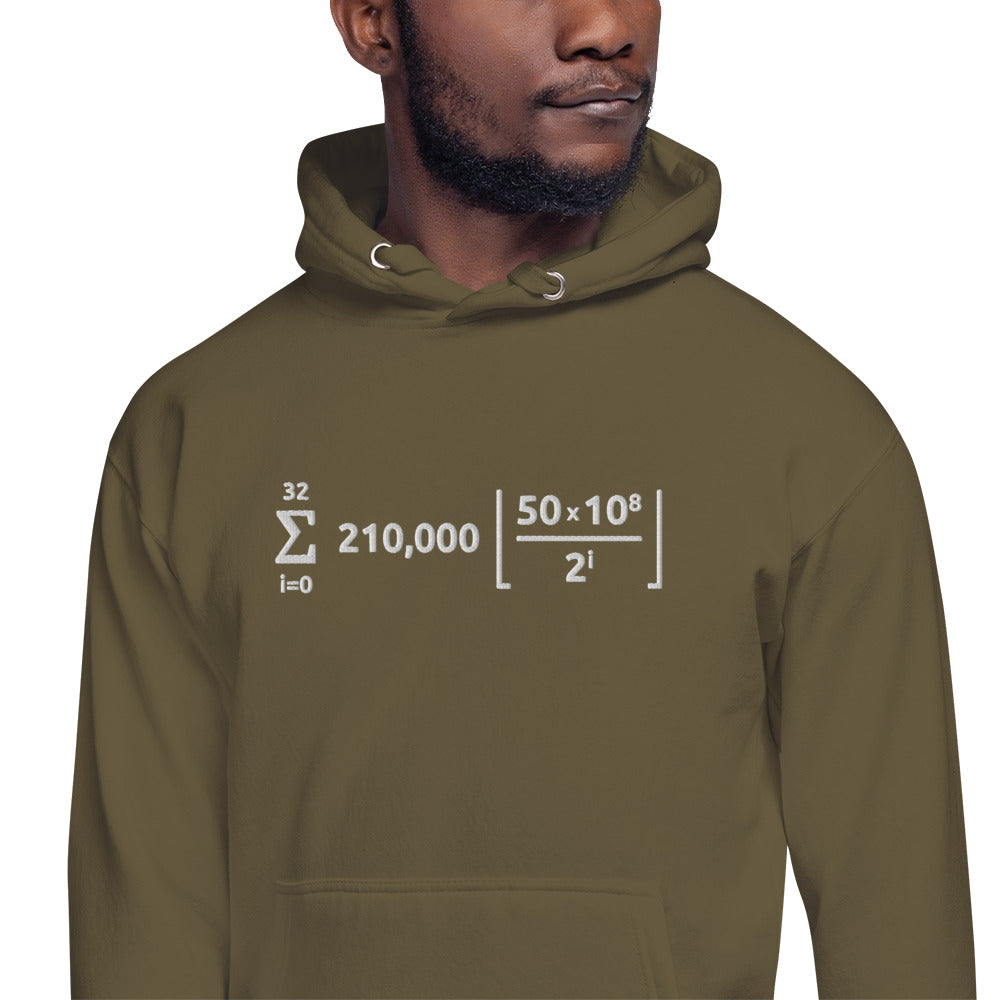 Military Green Bitcoin Formula Hoodie with embroidered logo