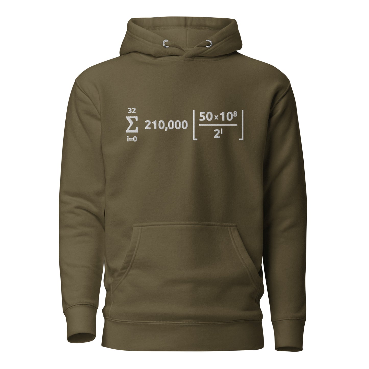 Military Green Bitcoin Formula Hoodie with embroidered logo