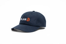 Load image into Gallery viewer, Plan B Bitcoin caphat navy with embroiderd orange Bitcoin logo
