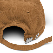 Load image into Gallery viewer, A camel corduroy 21mil cap with embroidered logo.
