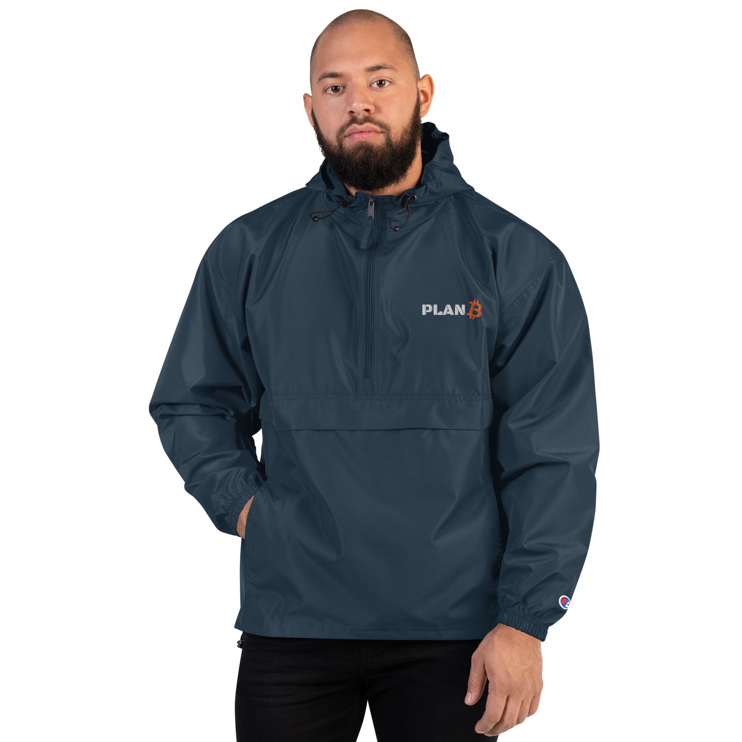 PlanB Champion jacket navy blue with embroidered PlanB logo
