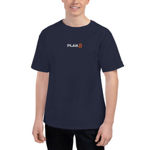 Load image into Gallery viewer, PlanB Champion t-shirt navy blue with embroiderd PlanB logo
