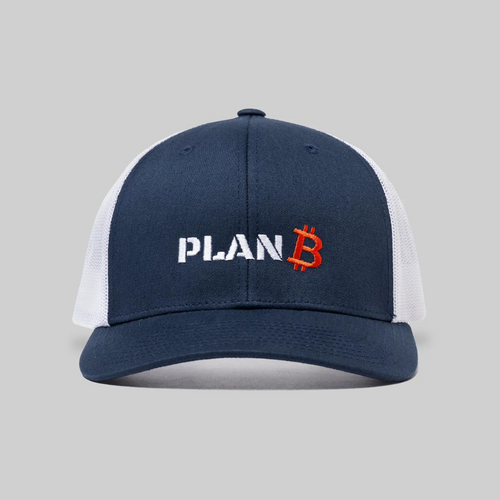 Blue White PlanB Trucker Cap with embroidered PlanB logo