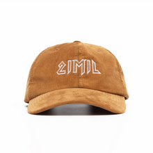 Load image into Gallery viewer, Camel corduroy 21mil cap with embroidered logo.
