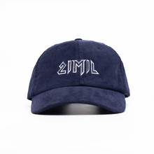 Load image into Gallery viewer, Navy blue corduroy 21mil cap with embroidered logo.
