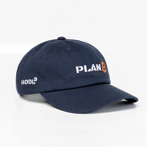 Navy Blue PlanB Bitcoin cap with embroidered PlanB and HODL logo