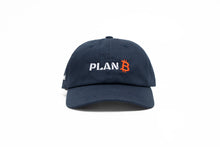 Load image into Gallery viewer, Plan B Bitcoin caphat navy with embroiderd orange Bitcoin logo
