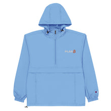 Load image into Gallery viewer, PlanB Champion jacket light blue with embroidered PlanB logo
